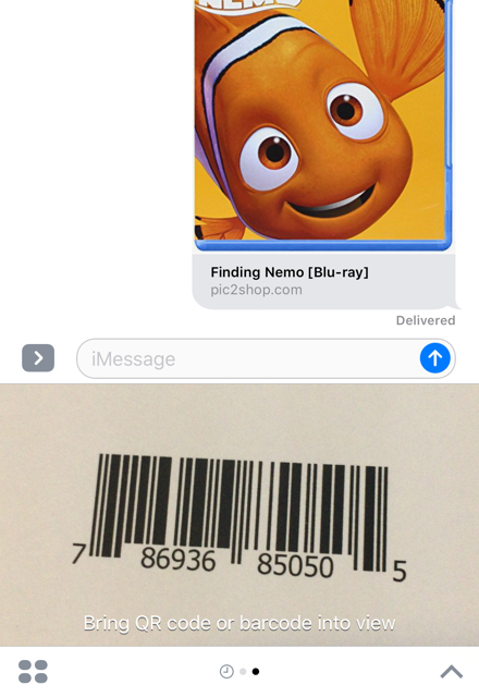 scan barcodes in iMessage
